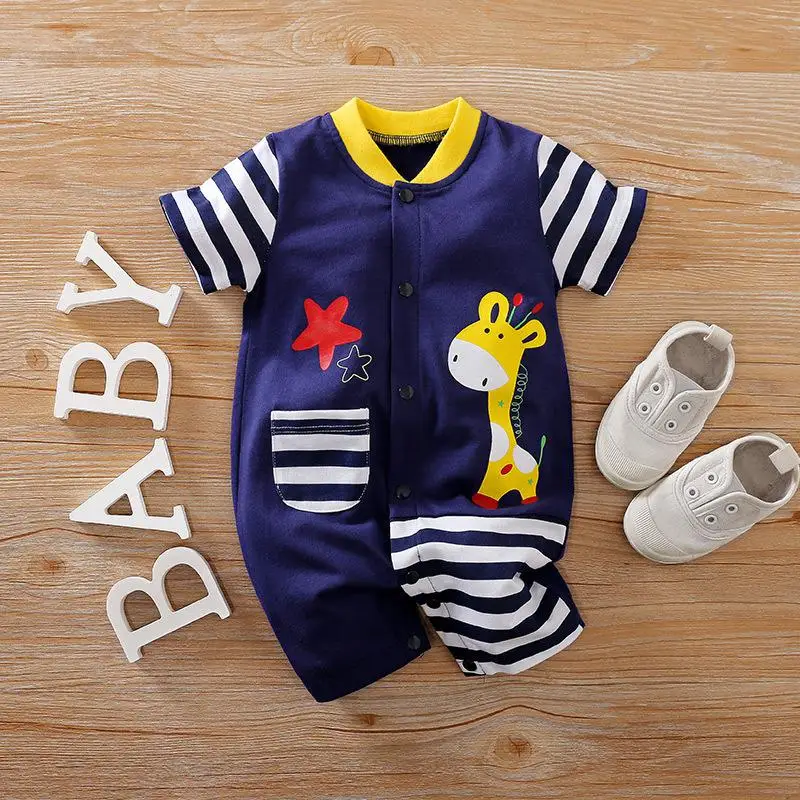 Summer Baby Boys Clothes Cartoon Rompers 2022 Newborn Cotton Jumpsuits For Girls Short Sleeve Kids Clothing 0-24m Animal Costume cute baby bodysuits Baby Rompers