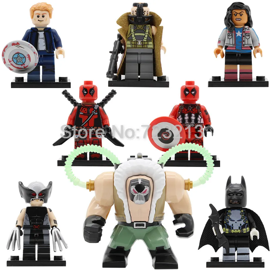 

Single Sale Super Hero Bane Figure Wolverine Deadpool Miss America Captain America Batman Building Blocks Bricks Toy Legoing