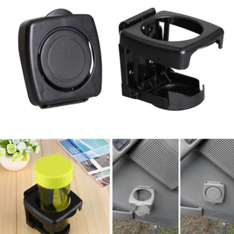 

Black Universal Car Drink Cup Bottle holder Stand Foldable ABS Material Portable With Screws Easy To Install