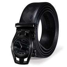 Mens Classic Black Belts Genuine Leather Formal Business Smart Casual Belt with Metal Buckle Homme Waist Strap for Jeans Trouser
