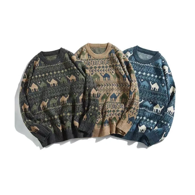 

Autumn new fashion trend jacquard sweater men