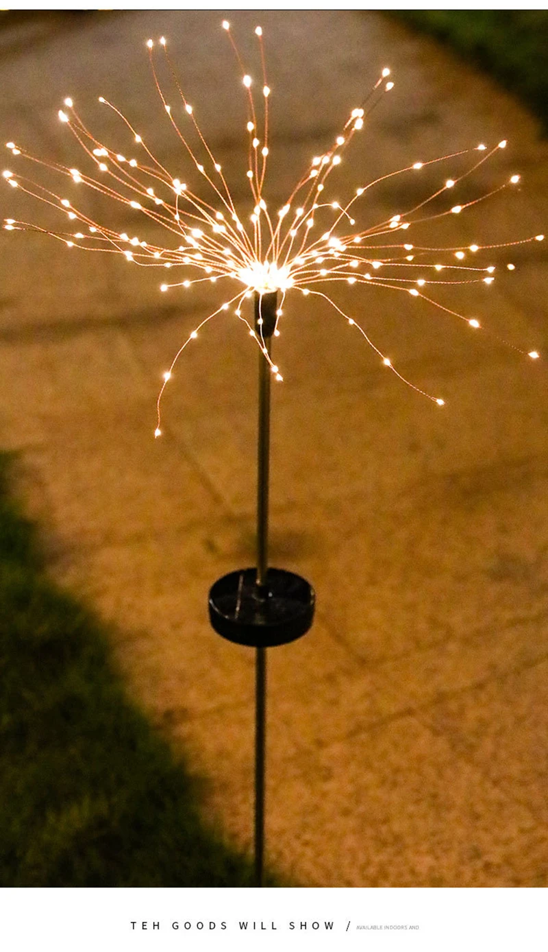 DIY Starburst фейерверк Гирлянда Свет 8 Режим наземная вставка Фея лампа Красочные уличные солнечные лампы праздничное свадебное украшение