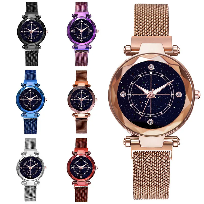 Новое поступление роскошный бренд магнит миланские женские наручные часы розовое золото кварцевые часы montre femme reloj mujer