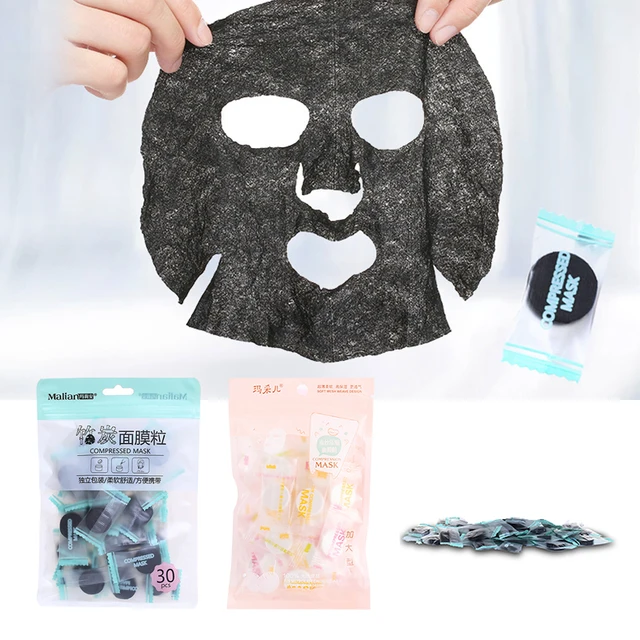 30Pcs Bamboo Charcoal Compressed Mask Sheet Paper Non-toxic Portable DIY Tools Moisturizing Whitening Beauty Skin Care TSLM1 1