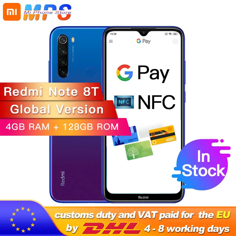 Глобальная версия Xiaomi Redmi Note 8 4 Гб 128 nfc Snapdragon 665 Octa четыре ядра смартфон с функцией