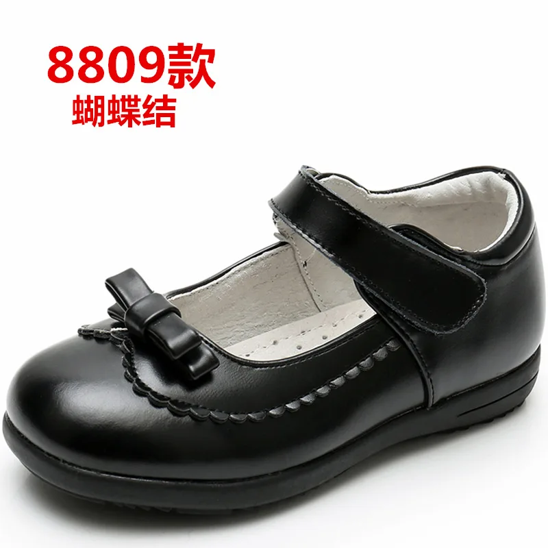 8809 black Осенняя модная школьная черная обувь из натуральной кожи с бантом для девочек 3-12 лет, платье для маленьких девочек вечерние детские туфли принцессы - Цвет: 8809 black