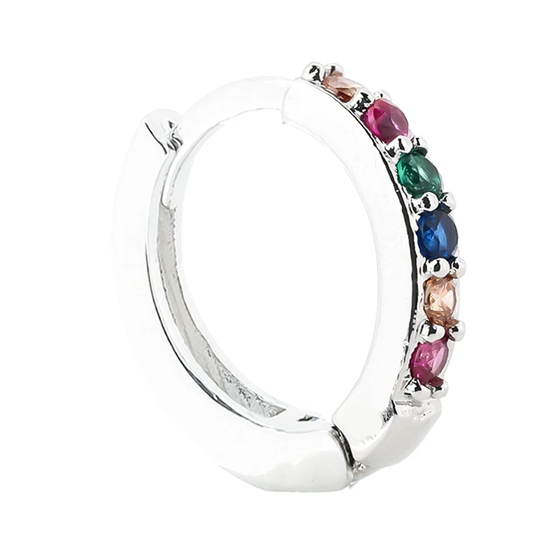 Минималистичные геометрические циркониевые круглые серьги-гвоздики для женщин, вечерние ювелирные изделия, милые аксессуары, серьги-кольца, разные цвета - Окраска металла: EAR8418SV6