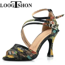 Loogtshon Dance Shoes for Women Ballroom Latin shoes Ladies Modern Tango Dancing Performance Shoes Salsa Sandals 7.5CM Heel
