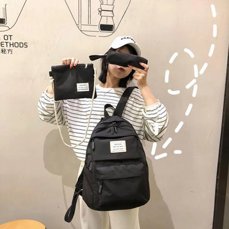

3pcs/set Nylon Schoolbags Waterproof Women Backpack Letter Shoulder Bag Sports School Backpack for Teenager Girls Mochila