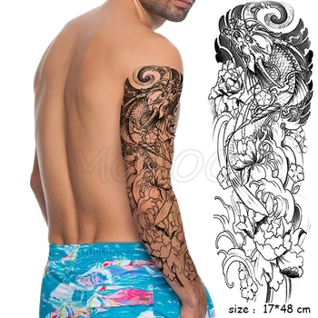 

Full Arm Waterproof Temporary Tattoo Sticker Eastern Dragon Cloud flower Body Art Fake Tatoo Flash Tatto for Man Woman