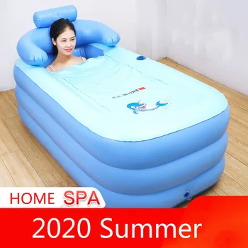 

Household Adult Inflatable Bathtub Thickening Bath Barrel Folding Children's Tub Can Sit Lie Large Shower Basin Hot Tub