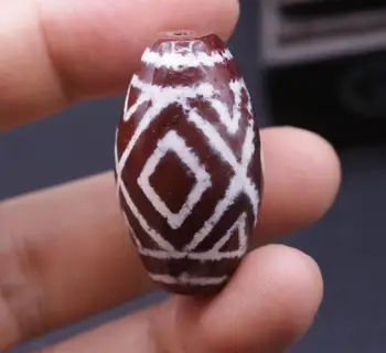 

Magic Power Tibetan Old Red Agate Diamond Eye Peak Big dZi Bead Amulet Pendant