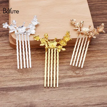 

BoYuTe Wholesale (10 Pieces/Lot) 22*44MM Metal Alloy Flower Branch Hair Comb Diy Hand Made Hair Jewelry Accessories