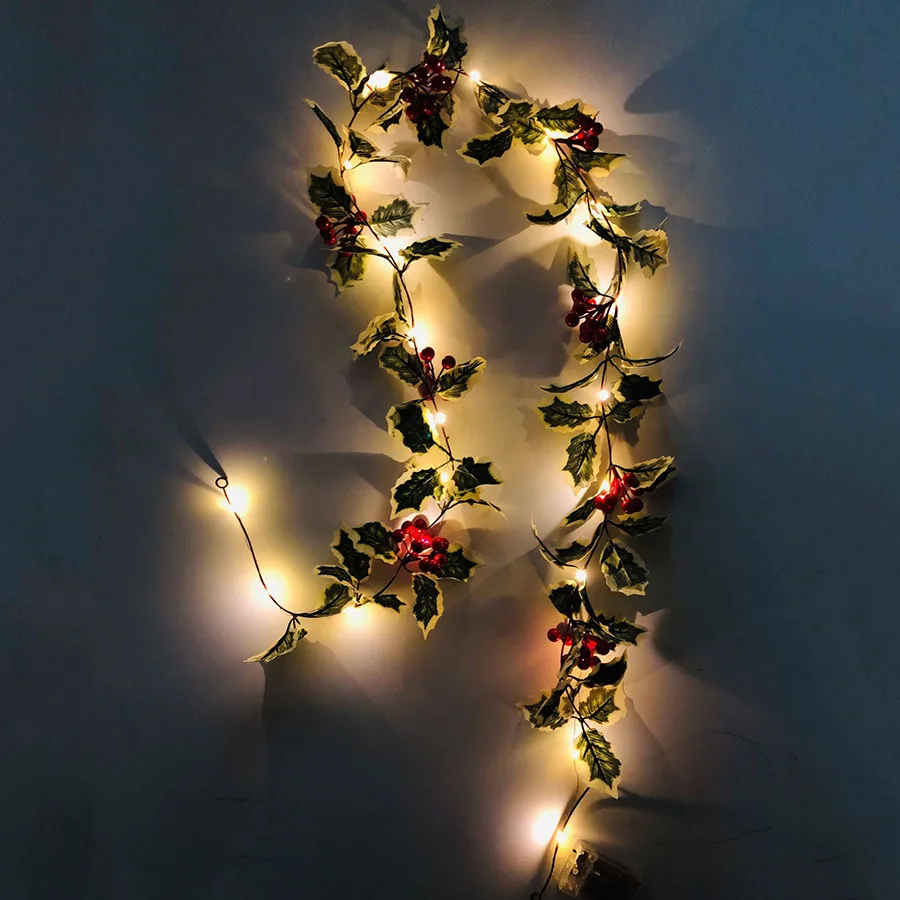 Thrisdar 2 м 20 светодиодный цвет-красный, подарок к Рождеству фрукты лист гирлянда Фея светодиодный строка ротанга Медный провод вечерние окна Свадебный Рождественский Сказочный свет