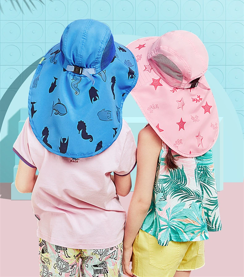 Anos de Idade Chapéu de Sol ao ar Capa de Orelha Kocotree Menino Menina Livre Sol Praia Chapéus Crianças Pescoço Anti uv Proteção Natação Boné 1-18 2 High Quality Mamãe e Bebê