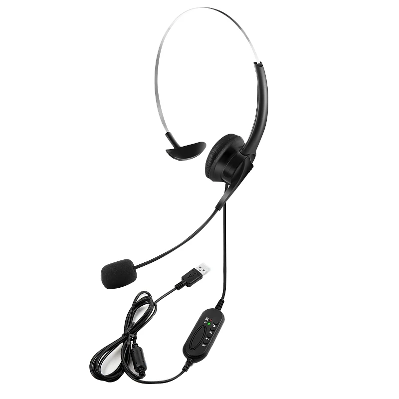 Telephone Headset Call Center Operator USB Corded Offical Headphone with Mini for Computer Laptop PC