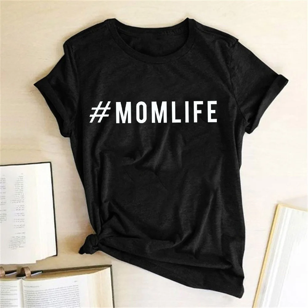 # Momlife футболка с буквенным принтом женская повседневная забавная коротким