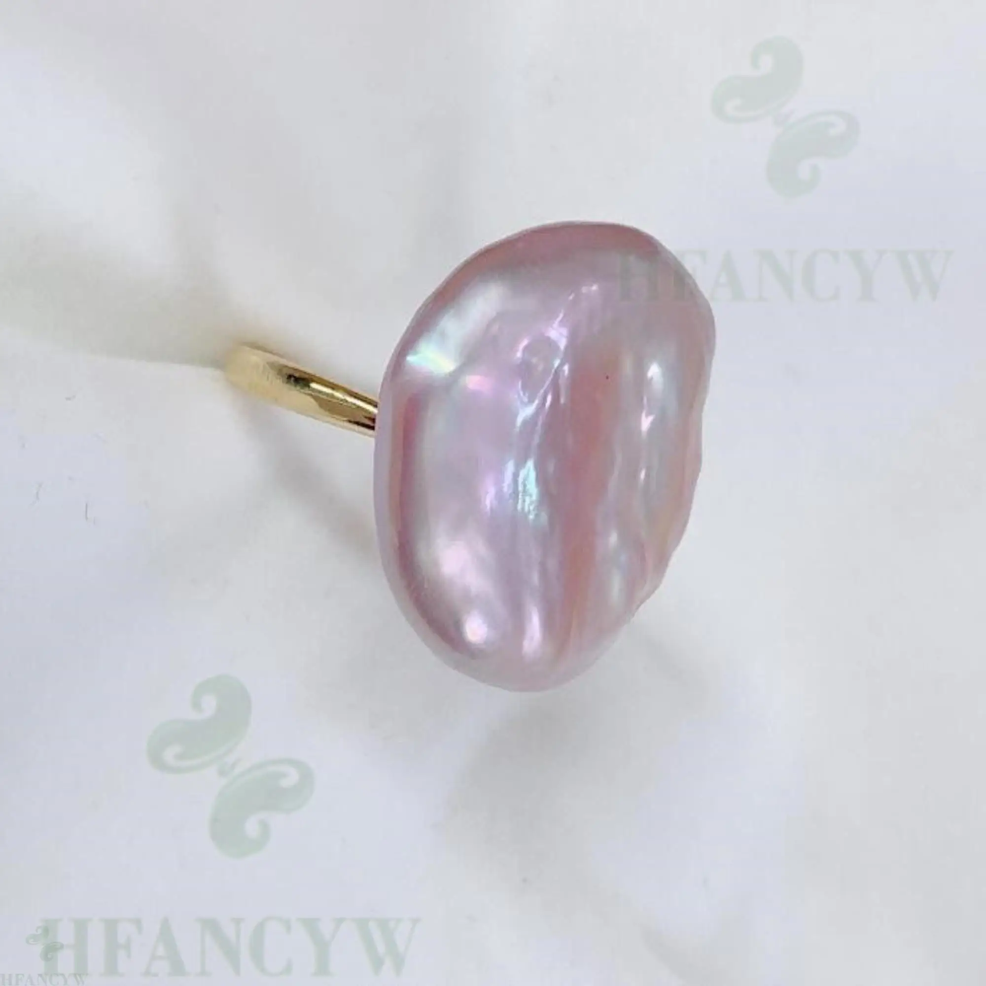 Viola Perla Barocca 14K Gold Filled Anello Aperto Regolabile Monili Eleganti Da Sposa Di Lusso Classico Splendido