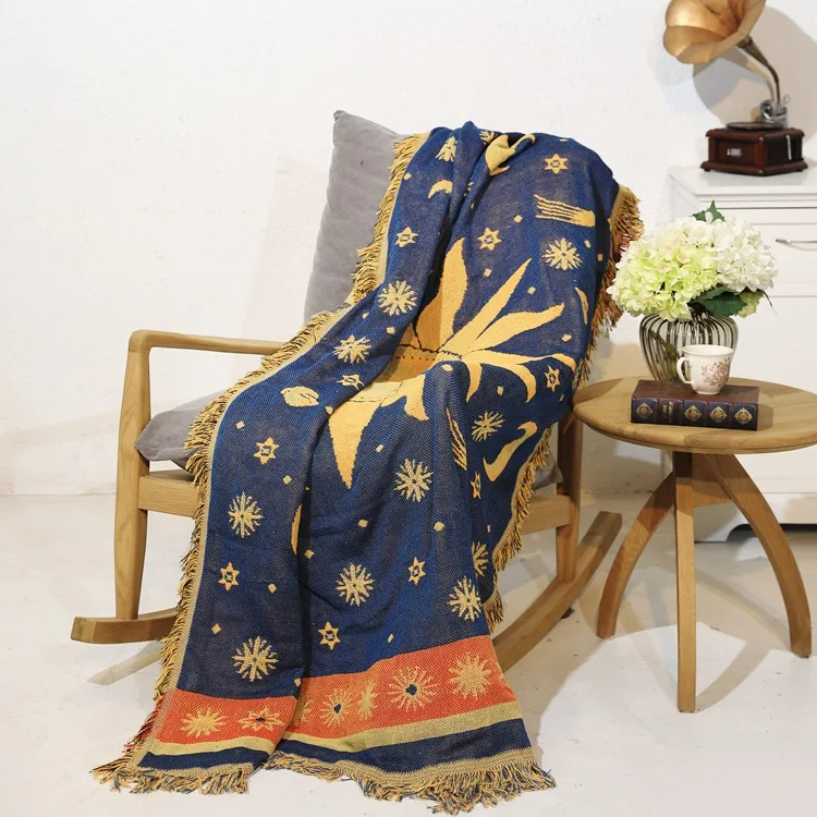 2 стороннее хлопковое богобое богемное синель Плед Одеяло Диван Декоративные