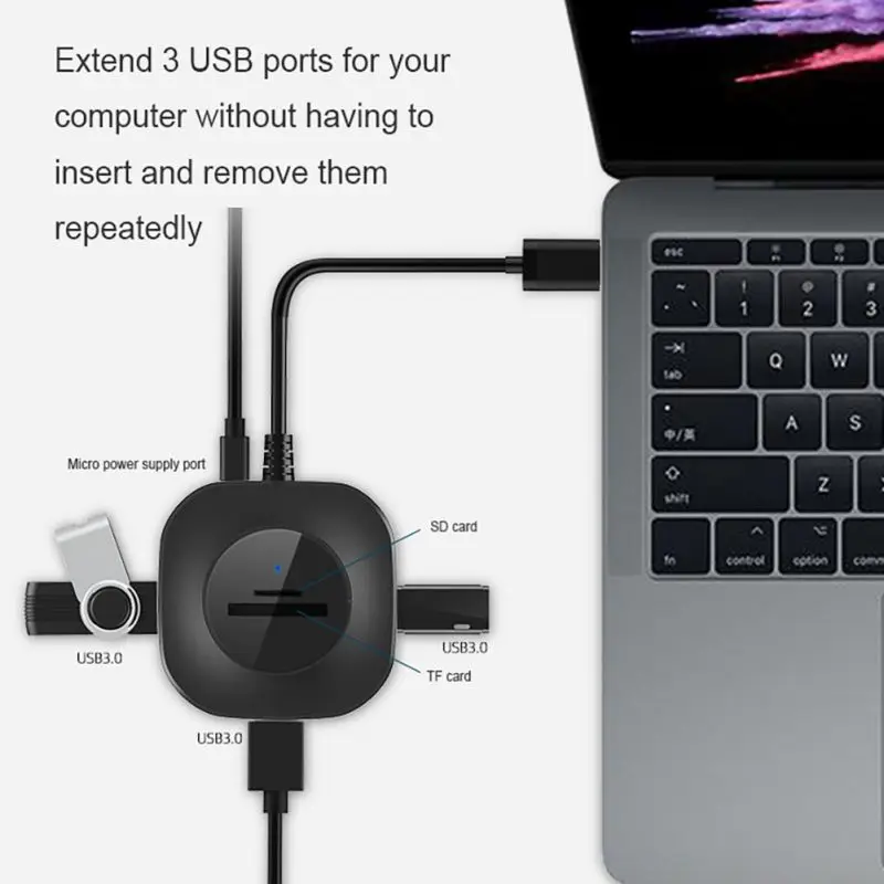 Мульти-usb-концентратор, адаптер USB 3,0 концентратор Usb3.0 концентратор расширитель высокоскоростной usb-разветвитель портативный удлинитель концентратор данных совместимый для книги