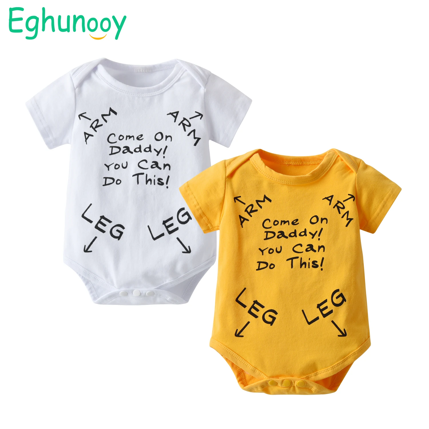 Комбинезон для новорожденных мальчиков и девочек хлопковый с коротким рукавом