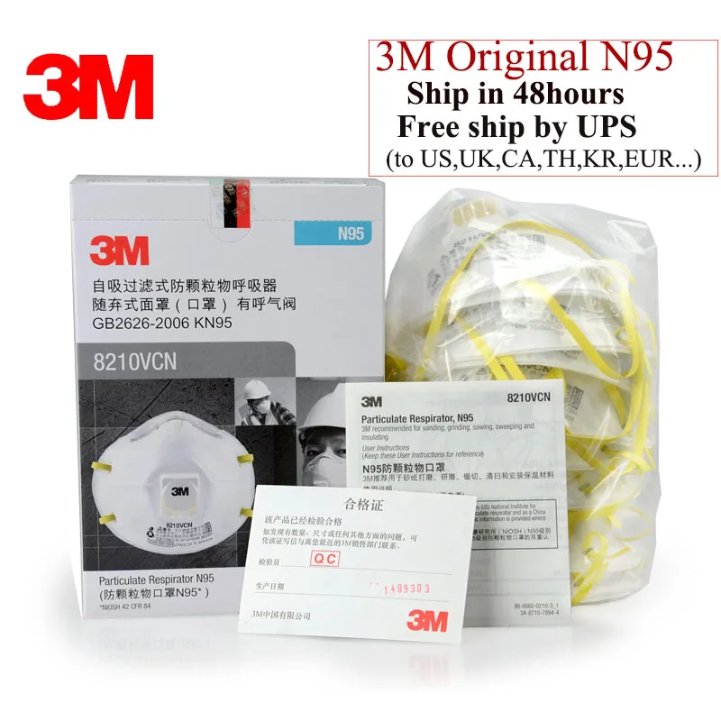 

10pcs/pack 3M 8210V Masks Coolflow Valve Particles Respirator Mask PM2.5 Dust Mask Respiratory Protection brand