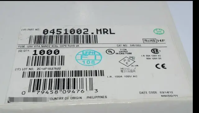 50 шт./партия 0452001.MRL 1A 125 В предохранитель агенты по импорту