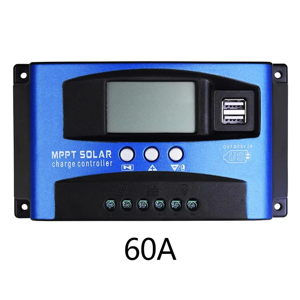 60A 30/40/50/60/100A Солнечный контроллер заряда двойной USB ЖК-дисплей 12 В 24 В Авто Солнечная Панель зарядное устройство регулятор с нагрузкой двойной USB - Цвет: 60A