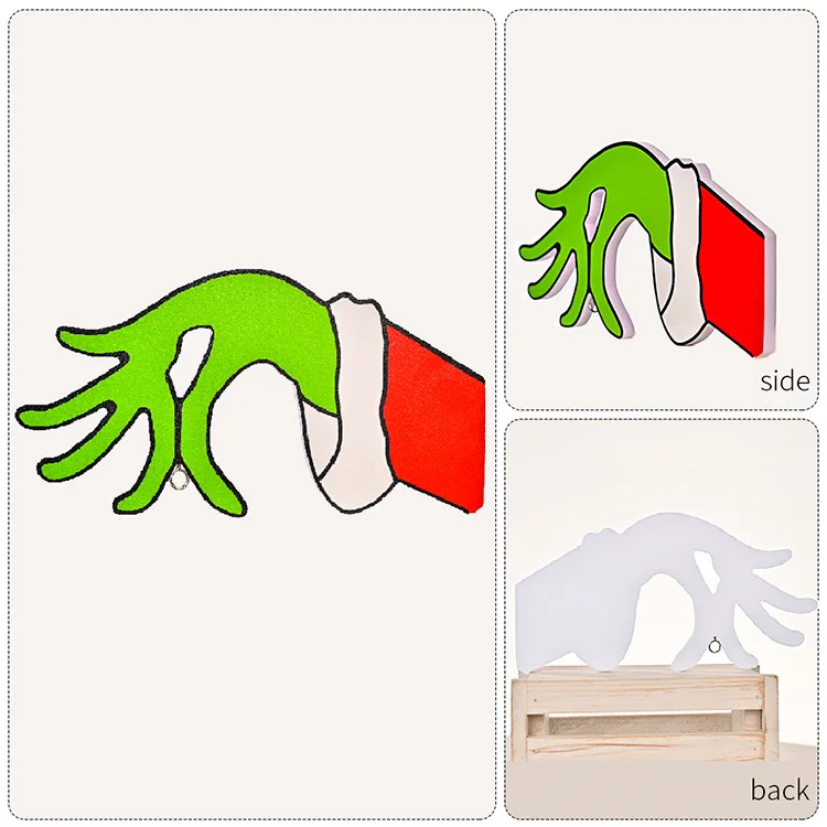 Neue Ankunft Holz Cut Out Weihnachten Dieb Hand Dekorationen Dieb Hand Aufkleber Wand Aufkleber Home Festival Dekor – Detail 11