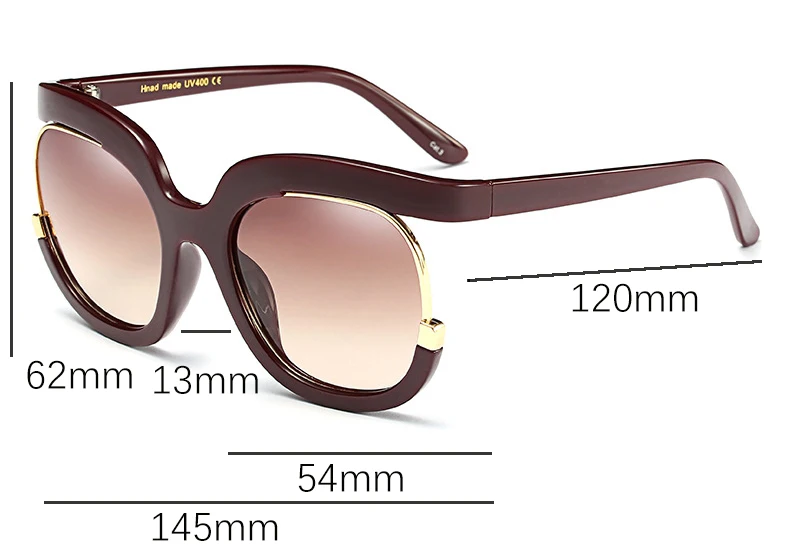 Роскошные негабаритные квадратные градиентные солнцезащитные очки для женщин и мужчин, половинная оправа из металла, известный бренд, дизайнерские солнцезащитные очки для женщин, UV400