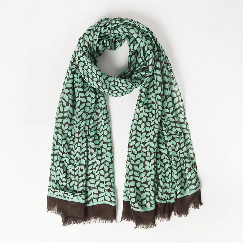 

2019 Newest Women Leaf Pattern Pure Viscose Scarf 10pcs/lot