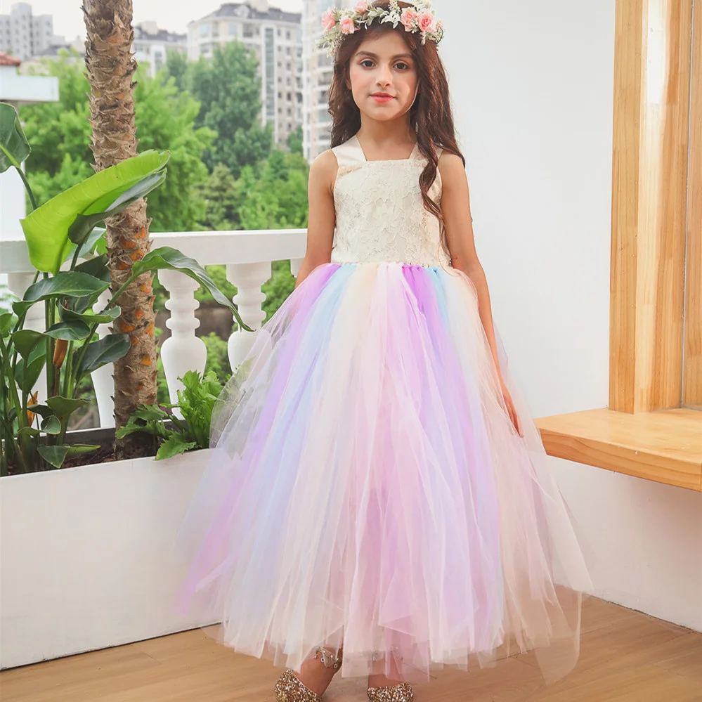 Kid Girls Dancewear Dresses Party Costume Tulle Tutu Skirt Princess Dressup 