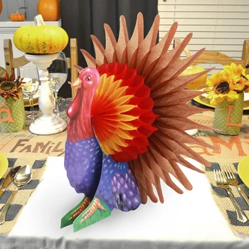

Thanksgiving Tissue Turkey Honeycomb Centerpiece Table Decoration For Harvest Festival Thanksgiving Party Supplies Home Decor