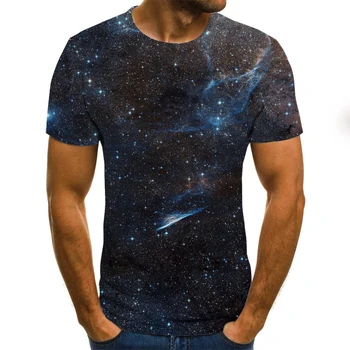 

Summer high quality 3D Print 2020 Newest Starry sky Fashion Tee Tops Men / Boys Cartoon Casual O-neck Quick dry T Shirt
