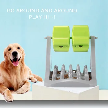 

Rotatable Food Dispenser Feeder For Pets Cats Dogs Homes Eating Toys Feeding Tool House Grey And Green Pets Supplies Household