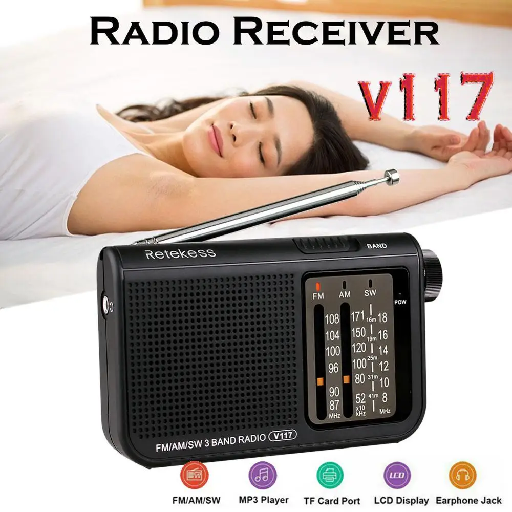V117 Портативный 3 диапазонное радио AM FM маленький аварийный радиоприемник