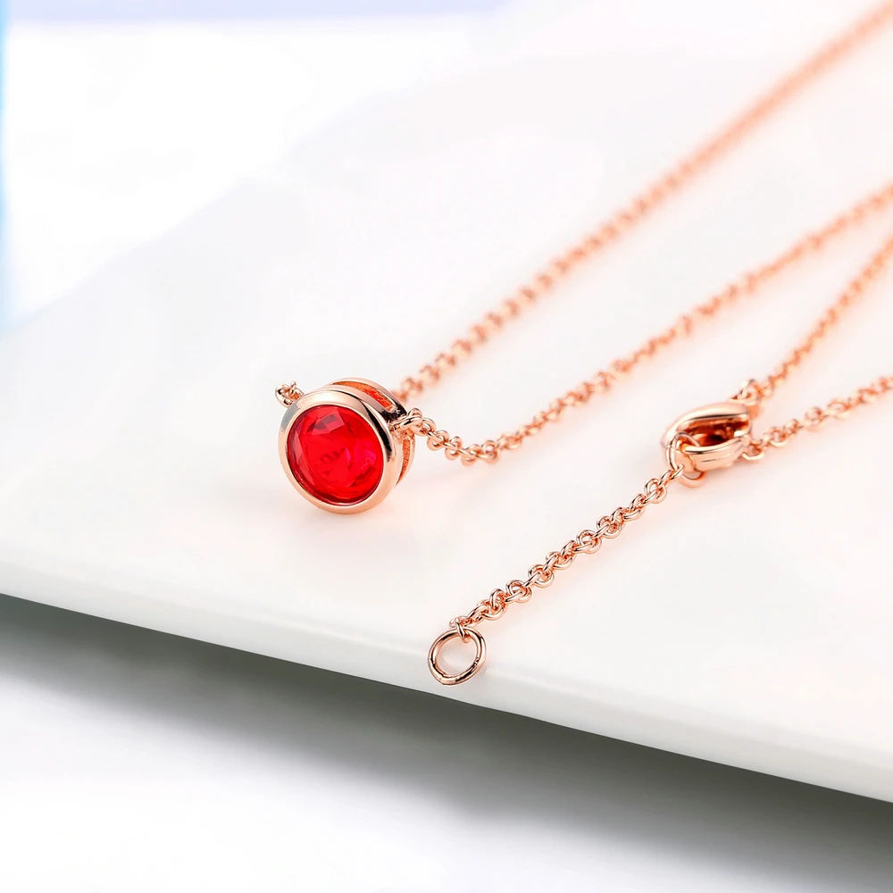 Классическое розовое золотое ожерелье с цепочкой для женщин и девушек красивое круглое ожерелье с австрийским кристаллом DWN388