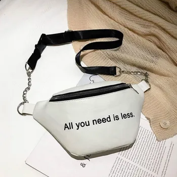 

Women Letter Print Waist Bag Fashion Faux Leather Zipper Fanny Pack Casual Travel Zip Belt Bum Bag