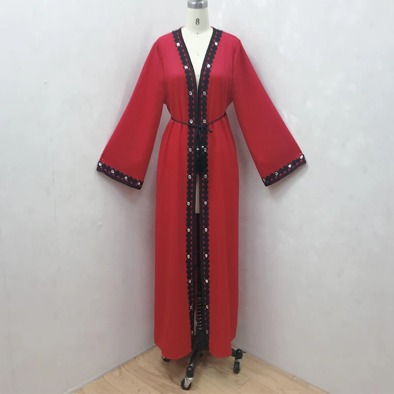 

Cross-border e-commerce cardigan Cardigan Saudi Indonesia Middle East Muslim cardigan embroidered diamond ironing robe