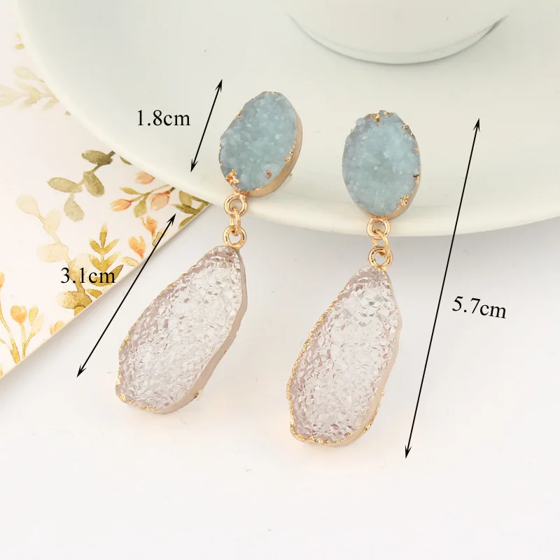 European Long Druzy Resin Drop Earrings For Women Jewelry Statement Geometric Big Eardrop Pendientes Mujer Moda 2019 Brinco (13)
