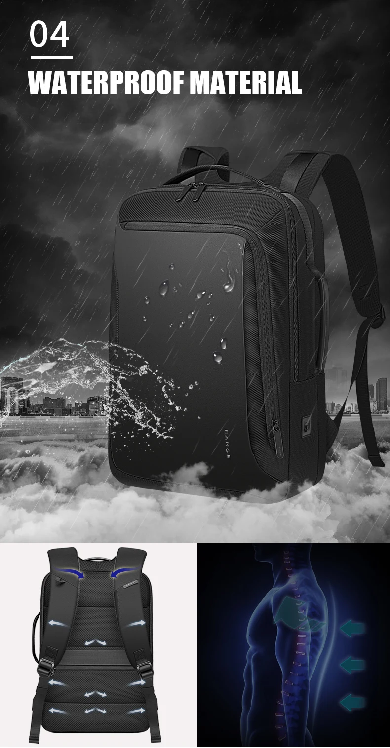 Bange 15,6 дюймовый рюкзак для ноутбука для мужчин, водоотталкивающий функциональный рюкзак с usb зарядным портом, рюкзаки для путешествий, мужские