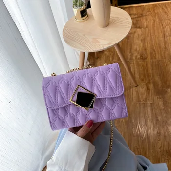 

Women's 2020 new female bag texture single shoulder messenger small square bag Korean version of the wild diamond chain bag