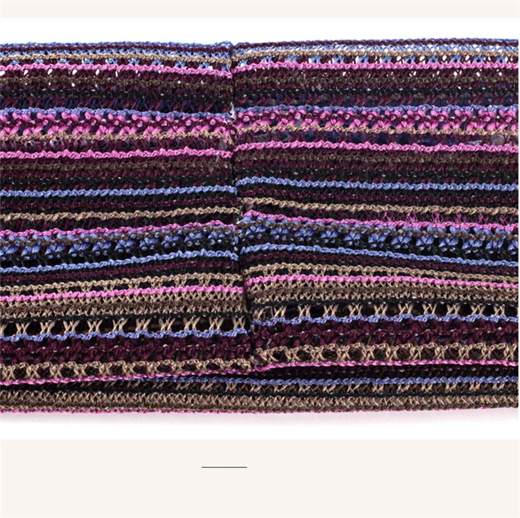 Geebro Vintage Multicolor Streifen Sport Haarband Für Männer Frauen Spezielle Desgin Outdoor Stirnband Böhmen Flache Stirnband Elastische – Detail 6