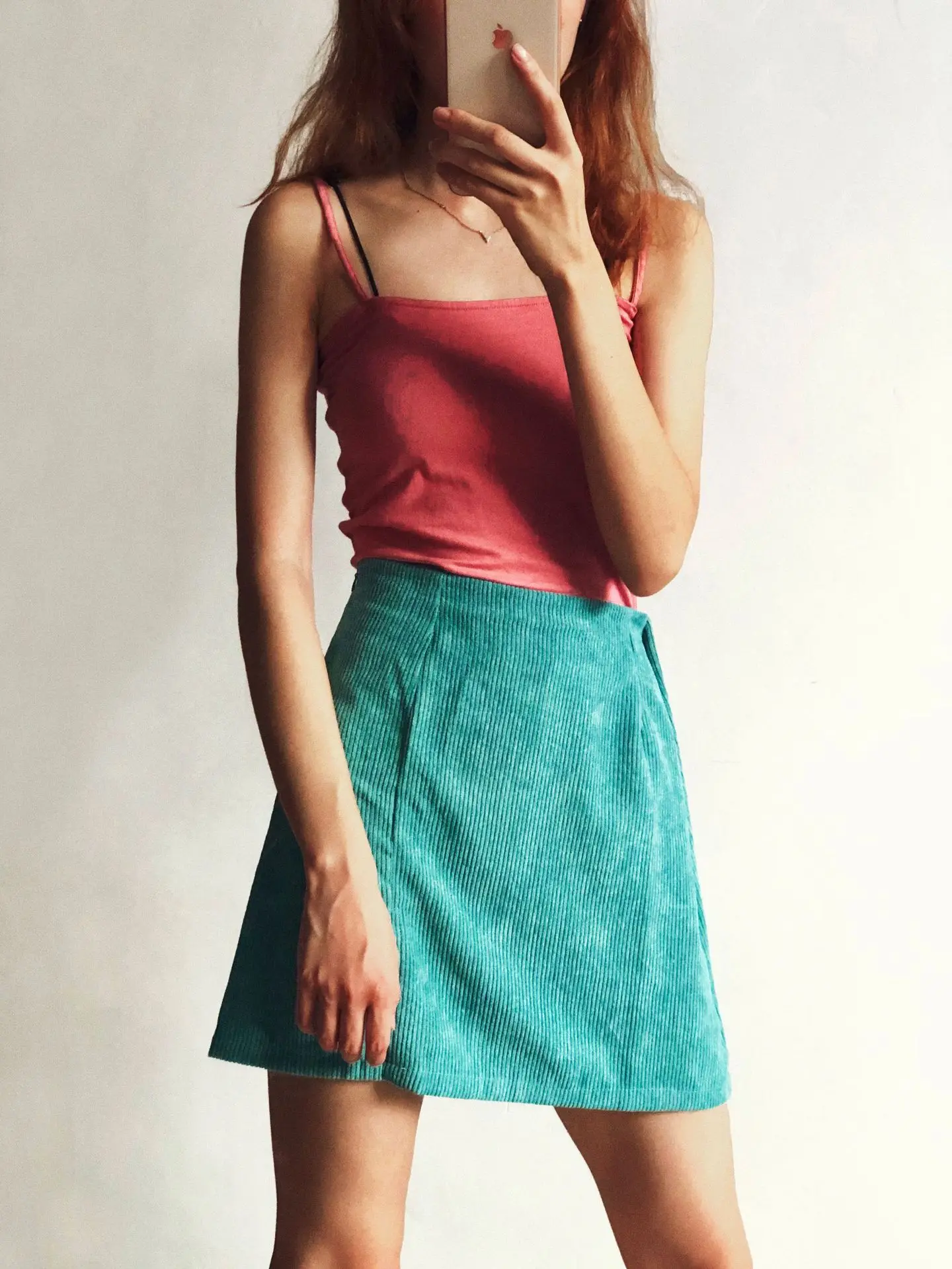 European and American women's high-waist corduroy skirt solid color slit A-line skirt tutu skirt