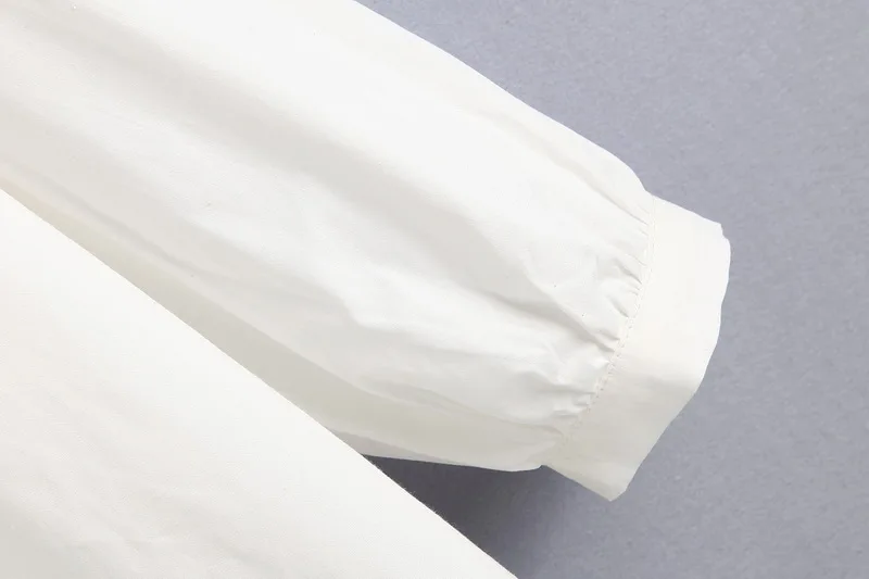 Женская свободная и длинная рубашка осень Новая мода воротник с бисером размера плюс современная Женская белая рубашка