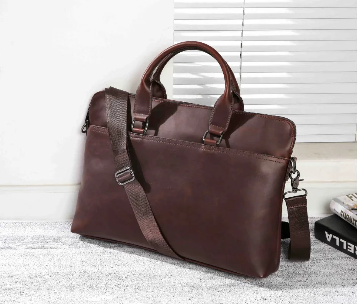 Новое поступление, мужской кожаный портфель, Ретро стиль, модная деловая сумка через плечо, мужская элегантная сумка для взрослых, Bolso Hombre DF354