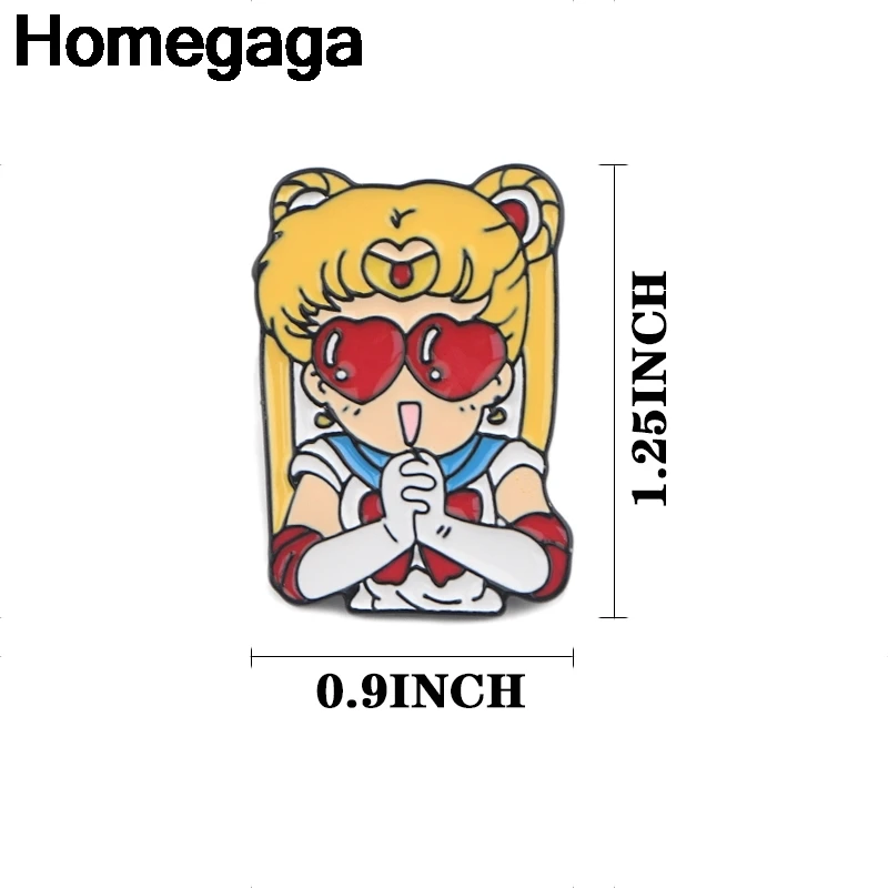 Homegaga Сейлор Мун 90s цинк галстук мультфильм забавные булавки рюкзак одежда броши для мужчин и женщин шляпа Декоративные значки медали D2255