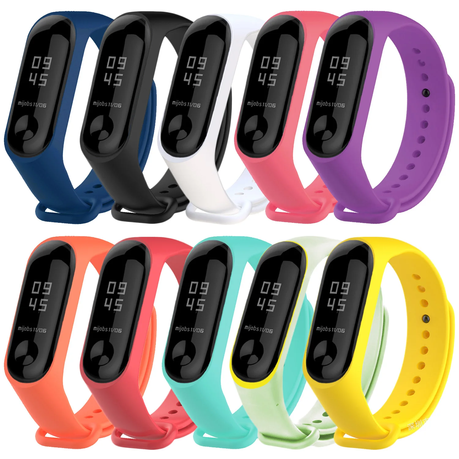 Ремешок сменный для наручных часов браслет смарт Xiaomi Mi Band 3 Mi3 10 шт. разные