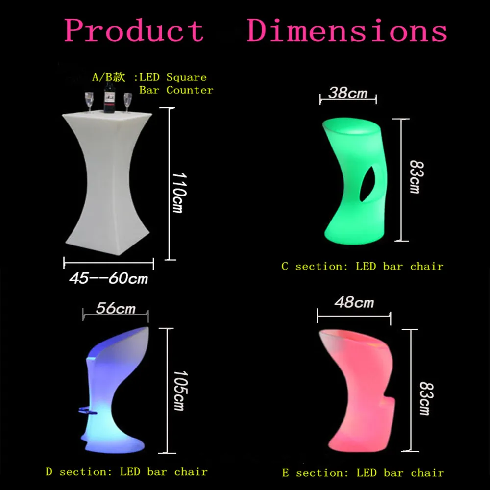 New Led Luminous Cocktail Table Round shape plastic Bar Table For Night Club Coffee Shop Lighting Furniture bar table set New Led Luminous Cocktail Table Round shape plastic Bar Table For Night Club Coffee Shop Lighting Furniture bar table set