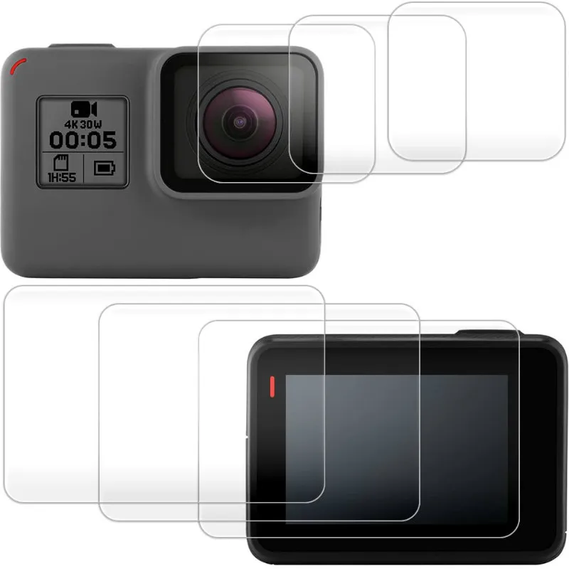 Protector de pantalla de vidrio templado HD para GoPro Hero 8, película protectora de lente negra para accesorios de cámara
